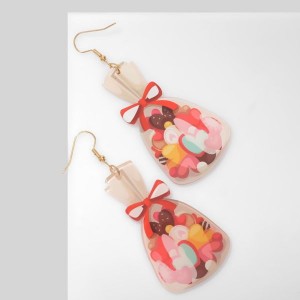 Серьги "Сердца" в мешочках, разноцветные, цвет золотистый