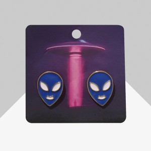 Серьги "Хэллоуин" инопланетяне, цвет сине-белый, цвет золотистый