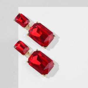Серьги со стразами "Клео" классика, цвет красный, цвет золотистый