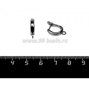 Швензы ювелирные Лаконичность, 15*11*3 мм, черное оксидированное посеребрение 6 мк, 1 пара, производство Россия