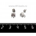 Основа для пусет Премиум Циркон с петелькой 9*6 мм, металлические заглушки, родированные, 1 пара