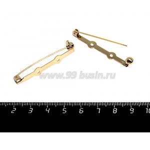Основа для броши с поворотным механизмом 46 мм, цвет золото, 2 отверстия, произ-во ЯПОНИЯ