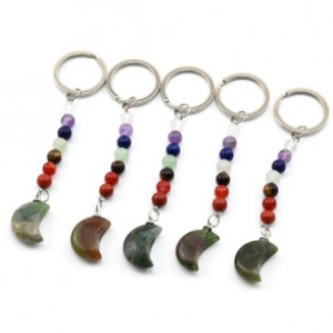 Брелок месяц из агата мохового "7 чакр" 14*23мм