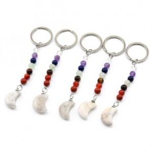 Брелок месяц из агата серого "7 чакр" 14*23мм