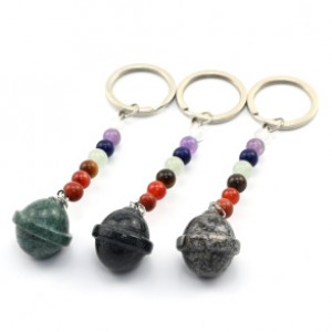 Брелок сатурн из агата мохового "7 чакр" 20*22мм