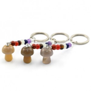 Брелок гриб из агата серого "7 чакр" 15*24мм