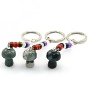 Брелок гриб из агата мохового "7 чакр" 15*24мм