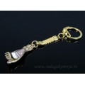 Брелок из бронзы "Рука" с агатом бразильским 15*40мм