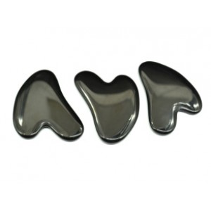 Скребок Гуаша из агата черного (имитация) "Сердечко" 80*53мм (иск.)