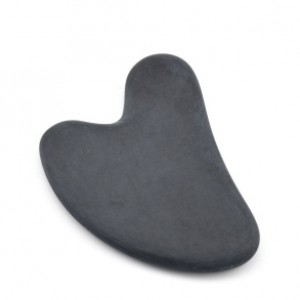 Скребок Гуаша из агата черного матового (имитация) "Сердечко" 80*52мм (иск.)