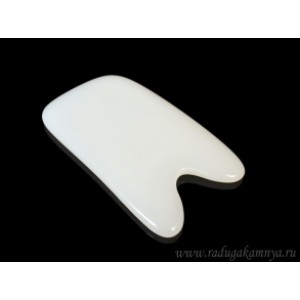 Скребок Гуаша из агата белого (имитация) 88*52мм (иск.)