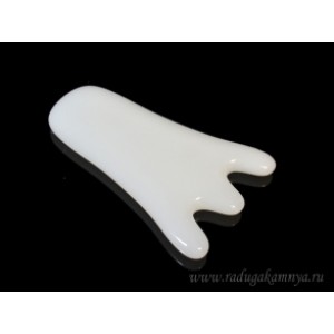 Скребок Гуаша из агата белого (имитация) 82*53мм (иск.)