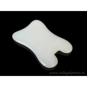 Скребок Гуаша из агата белого (имитация) 75*52мм (иск.)