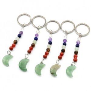 Брелок месяц из авантюрина зеленого "7 чакр" 14*23мм