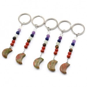 Брелок месяц из унакита "7 чакр" 14*23мм Брелок месяц из унакита "7 чакр" 14*23мм