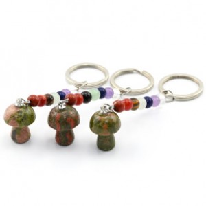 Брелок гриб из унакита "7 чакр" 15*24мм