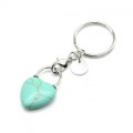 Брелок Сердце 20*30мм с бирюзой иранской искусственной (иск.)