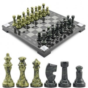 Шахматы подарочные из камня змеевик и гранит 370*370мм
