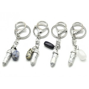 Брелок с карабином и подвеской Кристалл 12*40мм из кахолонга искусственного с галтовкой
