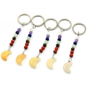 Брелок месяц из кварца желтого "7 чакр" 14*23мм