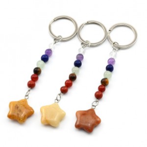 Брелок звезда из кварца желтого "7 чакр" 20*22мм