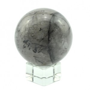 Шар из раухтопаза (дымчатого кварца) с турмалином, диаметр 52мм, 205г