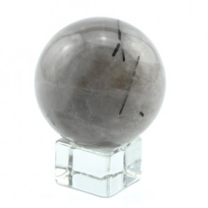 Шар из раухтопаза (дымчатого кварца) с турмалином, диаметр 48мм, 153г Шар из раухтопаза (дымчатого кварца) с турмалином, диаметр 48мм, 153г