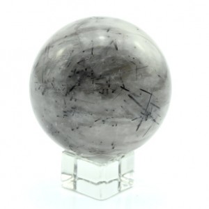 Шар из раухтопаза (дымчатого кварца) с турмалином, диаметр 61мм, 329г