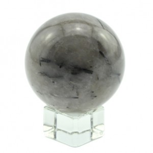 Шар из раухтопаза (дымчатого кварца) с турмалином, диаметр 52мм, 204г