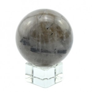 Шар из раухтопаза (дымчатого кварца) с турмалином, диаметр 49мм, 167г