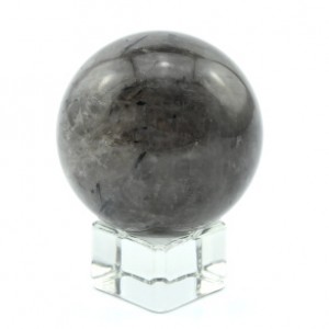 Шар из раухтопаза (дымчатого кварца) с турмалином, диаметр 49мм, 163г