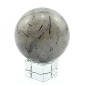 Шар из раухтопаза (дымчатого кварца) с турмалином, диаметр 53мм, 214г