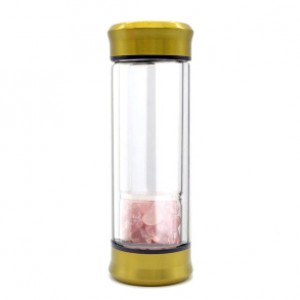 Бутылка для воды с галтовкой розовый кварц 70*70*200мм