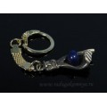 Брелок из бронзы "Рука" с лазуритом 15*40мм