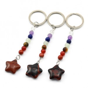 Брелок звезда из обсидиана коричневого "7 чакр" 20*22мм