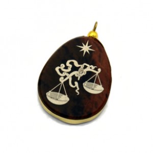 Брелок-Кулон из обсидиана знак зодиака "Весы" 20*25мм