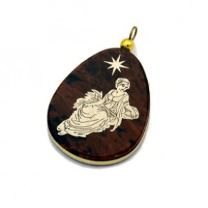 Брелок-Кулон из обсидиана знак зодиака "Дева" 20*25мм