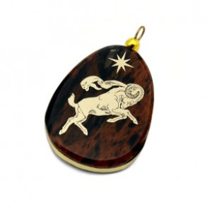 Брелок-Кулон из обсидиана знак зодиака "Овен" 20*25мм