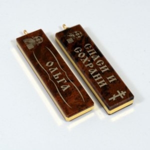 Брелок именной из обсидиана "Ольга" 55*14мм