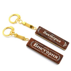 Брелок именной из обсидиана "Виктория" 55*14мм