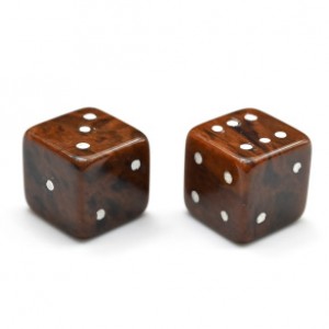 Кубик-зарик из обсидиана 10*10мм коричневый комплект 2шт.