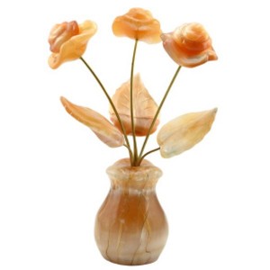 Ваза из селенита "Роза" (3цвет ) с росп. 90*90*285мм