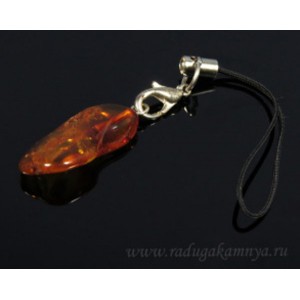Кулон для телефона из янтаря галтовка 13*19мм коньячный