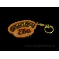 Брелок именной из дерева с янтарём "Ева", 71*48мм