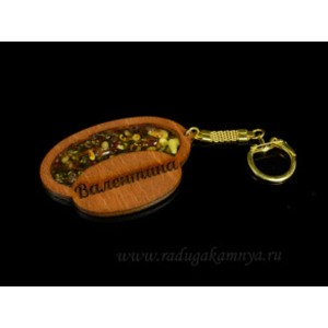 Брелок именной из дерева с янтарём "Валентина", 71*48мм