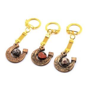 Брелок "Подкова на счастье" с яшмой уральской 29*27мм