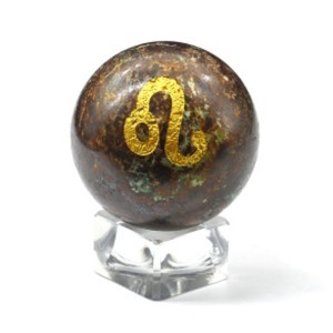 Шар из яшмы желтой знак зодиака "Лев" диаметр 49мм.