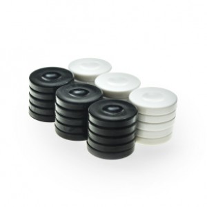 Фишки для нард ф26мм черно/белый (иск.)