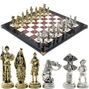 Шахматы подарочные с металлическими фигурами "Дон Кихот", 450*450мм