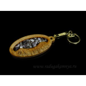 Брелок именной из дерева с аметистом "Валерия", 78*44мм.